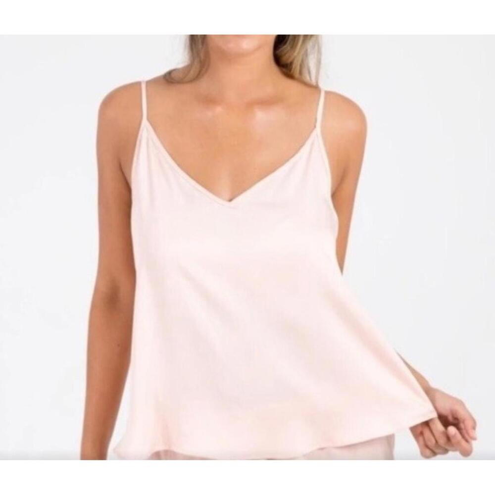 Ettitude Bamboo Cloud Pink Sateen Cami Adjust Strap Matching Storage Pouch Small